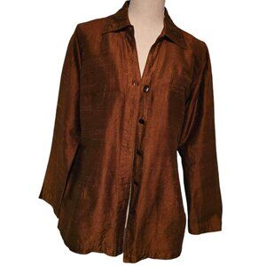 TravelSmith 100% Silk Dupioni Top - Size Medium